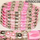 36inch Pink Plastic ,Glass, Magnetic Wrap Bracelet Necklace All in One Set